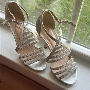 Elegant Silver Strappy Heels